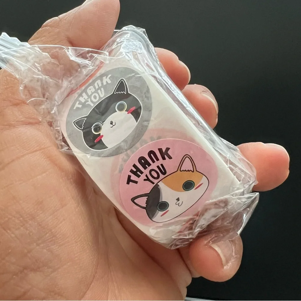 500pcs Cat Print Thank You Stickers Roll
